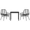 vidaXL Set da Pranzo per Giardino 3 pcs Nero polyrattan