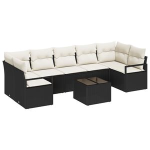 vidaXL Set di divani 8 pcs Nero e Crema polyrattan