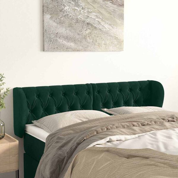 vidaXL Testiera ad Orecchio Verde Scuro 147x23x78/88 cm in Velluto