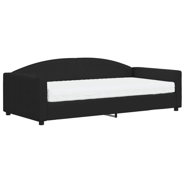 vidaXL Divano Letto con Materasso Nero 100x200 cm in Tessuto
