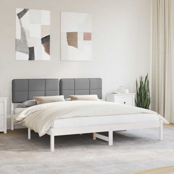 vidaXL Letto con Testiera Rivestita Nero 200 x 200 cm Pino massello