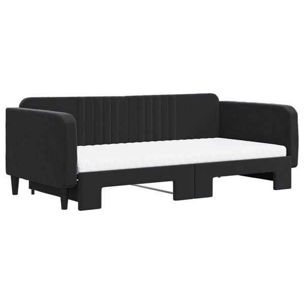 vidaXL Divano Letto Estraibile con Materassi Nero 100x200 cm Velluto