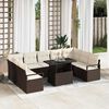 vidaXL Set Divano da Giardino 10 pcs Marrone e Crema polyrattan