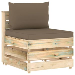 vidaXL Divano Centrale Modulare con Cuscini in Legno Impregnato Verde