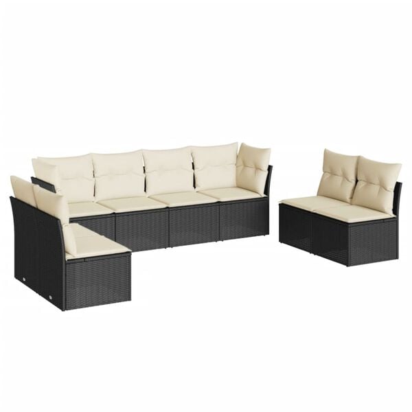 vidaXL Set Divani da Giardino con Cuscini 8 pz Nero in Polyrattan