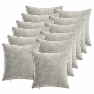 vidaXL Federa 12 pz HEERLEN Grigio Chiaro 40 x 40 cm Tessuto Chenille