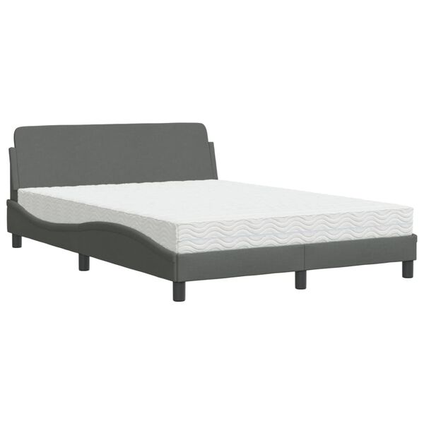 vidaXL Letto con Materasso Dover Grigio Scuro 120x200 cm Tessuto