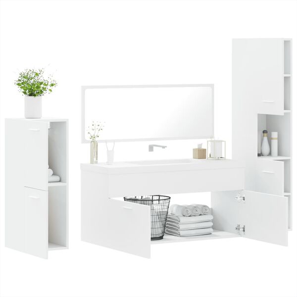 vidaXL Set Mobili da Bagno 4 pz Bianco in Legno Multistrato