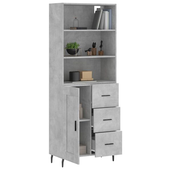vidaXL Credenza Grigio Cemento 69,5x34x180 cm in Legno Multistrato