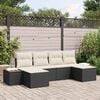 vidaXL Set Divano da Giardino con cuscino 6 pcs Nero polyrattan