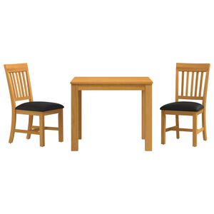 vidaXL Set da pranzo 3 pz Nero Legno di Quercia Massello