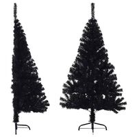 vidaXL Albero di Natale Artificiale a Met&agrave; con Base Nero 150 cm PVC