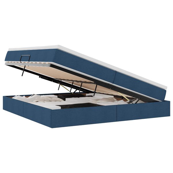 vidaXL Letto con contenitore e materasso Blu 200 x 200 cm Poliestere