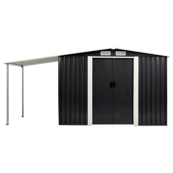 vidaXL Capanno con Porte Scorrevoli Antracite 386x131x178cm Acciaio