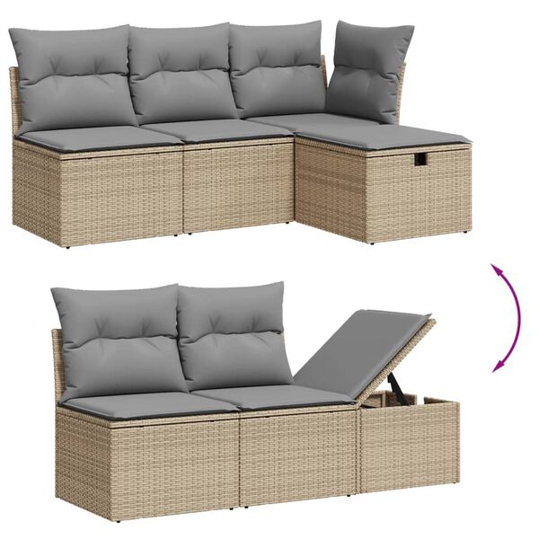 vidaXL Set Divano da Giardino 5 pz con Cuscini Beige Misto Polyrattan