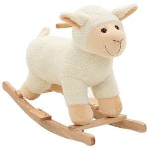 vidaXL Pecora a Dondolo in Peluche 78x34x58 cm Bianca
