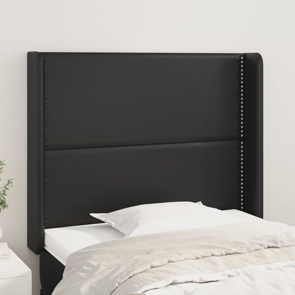 vidaXL Testiera ad Orecchio Nera 93x16x118/128 cm in Similpelle