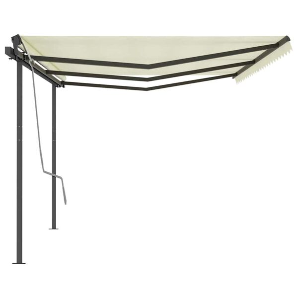 vidaXL Tenda da Sole Retrattile Manuale con Pali 6x3 m Crema