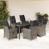 vidaXL Set Bistr&ograve; da Giardino 7 pz con Cuscini in Polyrattan Grigio