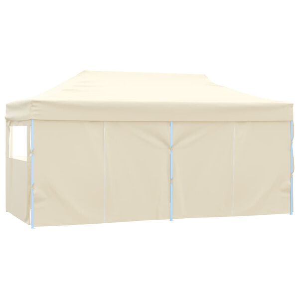 vidaXL Gazebo Professionale Pieghevole con 4 Pareti 3x6m Acciaio Crema