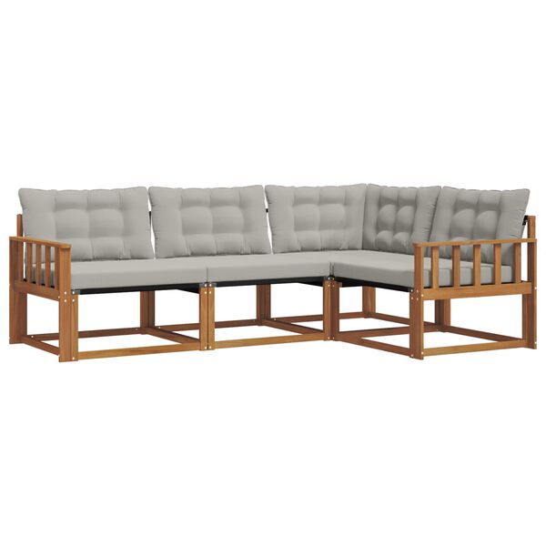 vidaXL Set di divani da esterno 4 pcs Grigio Naturale e Chiaro