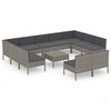 vidaXL Set Divani da Giardino 12 pz con Cuscini in Polyrattan Grigio