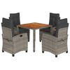 vidaXL Set da Pranzo da Giardino 5 pz con Cuscini in Polyrattan Grigio