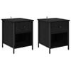 vidaXL Armadio da Notte con cassetto 2 pcs Rovere Nero 40 x 42 x 50 cm