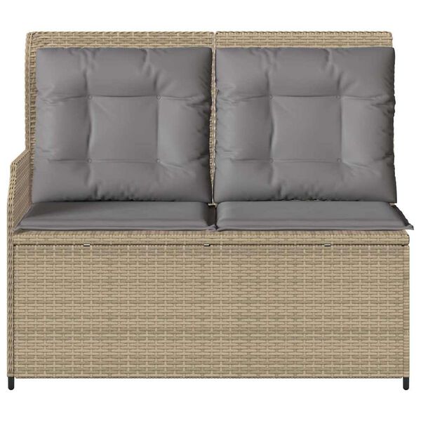 vidaXL Panca Reclinabile da Giardino con Cuscini Beige in Polyrattan