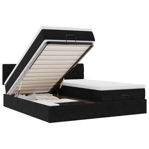 vidaXL Struttura Letto Pouf con Materassi Nero 160x200 cm in Velluto