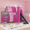 vidaXL Struttura del letto loft per bambini Nero e rosa 99,5 x 190 cm