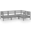vidaXL Set Salotto da Giardino 4 pz in Legno Massello di Pino Grigio