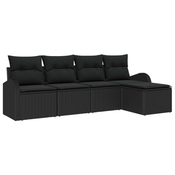 vidaXL Set Divano da Giardino 5 pcs Nero polyrattan