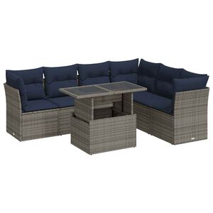 vidaXL Set Divani da Giardino con Cuscini 7pz Nero Polyrattan Acacia