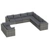 vidaXL Set Divani da Giardino 9 pz con Cuscini in Polyrattan Grigio