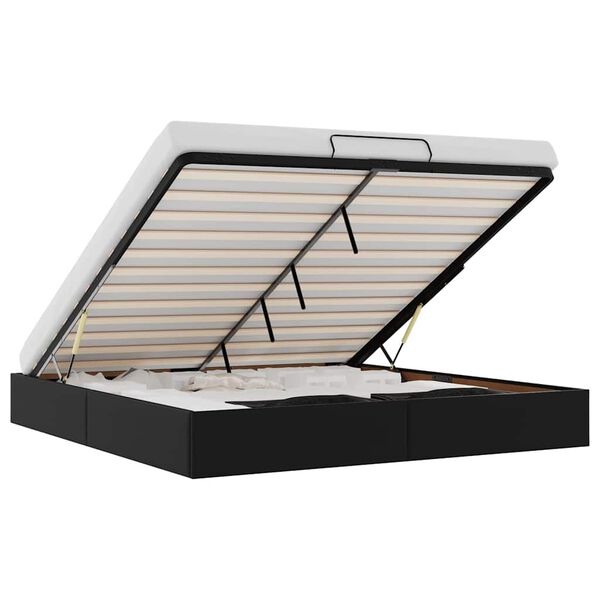 vidaXL Struttura Letto Pouf senza Materasso Nero 200x200 cm Similpelle