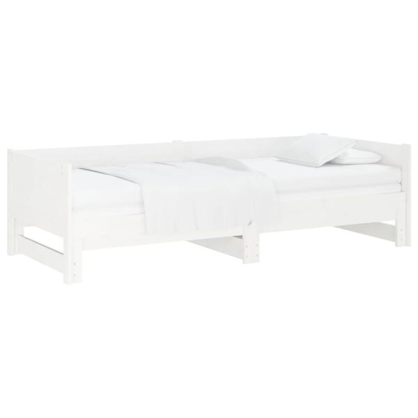 vidaXL Dormeuse Estraibile Bianca Legno Massello di Pino 2x(80x200) cm