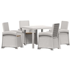 vidaXL Set da Pranzo per Giardino 5 pz Bianco e Tortora PP