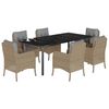 vidaXL Set da Pranzo da Giardino 7 pz con Cuscini Beige in Polyrattan