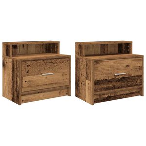 vidaXL Comodini con Cassetto 2 pz in Legno Antico 51x31x47 cm