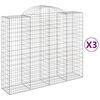 vidaXL Cesti Gabbioni ad Arco 3 pz 200x50x160/180 cm Ferro Zincato