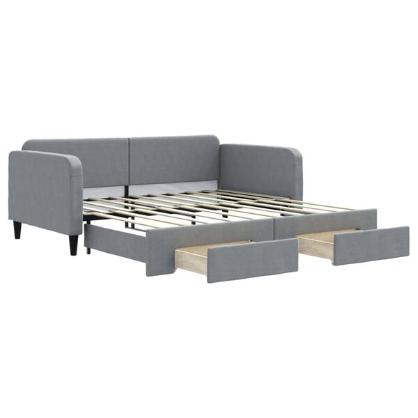 vidaXL Divano Letto Estraibile Cassetti Grigio Chiaro 90x190cm Tessuto