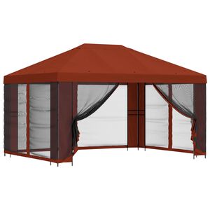 vidaXL Gazebo con pareti laterali 4 &times; 3 m Terracotta