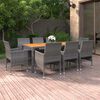 vidaXL Set Mobili da Pranzo per Giardino 9 pz in Polyrattan Grigio
