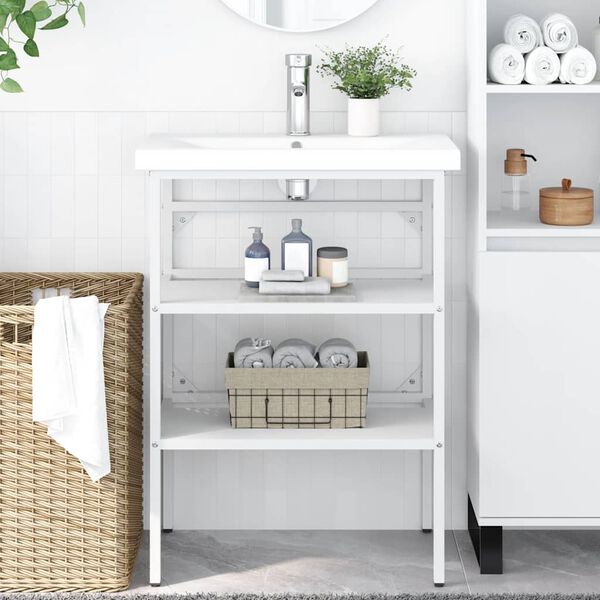 vidaXL Struttura per Lavabo da Bagno Bianca 59x38x83 cm in Ferro