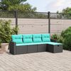vidaXL Set Divani da Giardino 5 pz con Cuscini in Polyrattan Nero