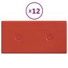 vidaXL Pannelli Murali 12 pz Rossi 30x15 cm in Similpelle 0,54 m²