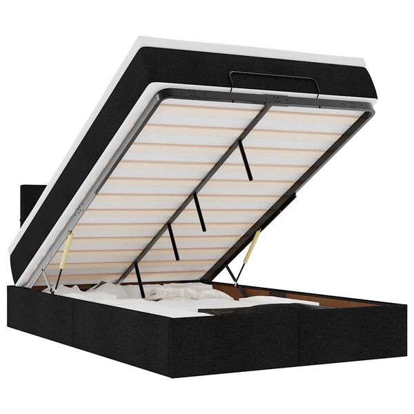 vidaXL Pouf Letto con Materasso e LED Nero 120x190 cm in Tessuto