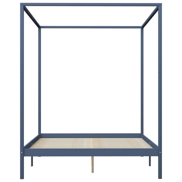 vidaXL Giroletto con Baldacchino 2 Cassetti Grigio in Pino 160x200 cm