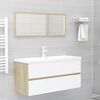 vidaXL Set Mobili da Bagno Bianco e Rovere Sonoma in Legno Multistrato
